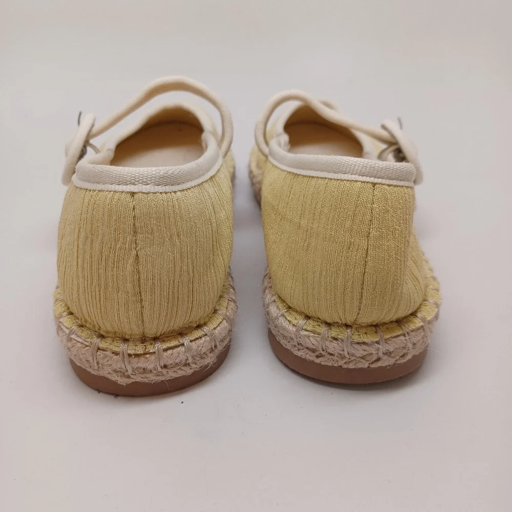 CL by Laundry Yellow Fabric Mary Jane Espadrille Flats EMS-002 Womens 6M